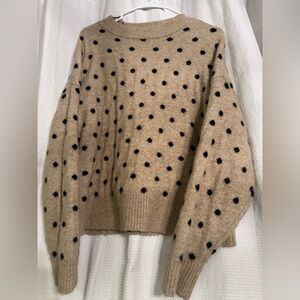 H&M Tan and Black Polka Dot Turtleneck Sweater